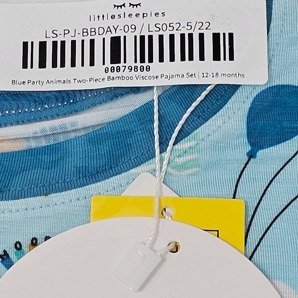 NIB Little Sleepies Blue Party Animals‎ Two Piece Pajama Set Size 12-18 months - Picture 2 of 3